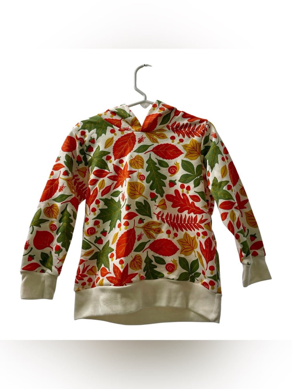 Winter Water Factory Cream Hooded Leaves Sweatshirt